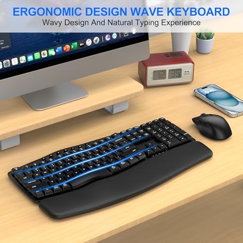Wireless Keyboard and Mouse Combo, Bluetooth/2.4G Dual-Mode(Black Graphite)