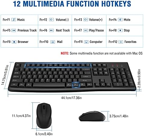 EDJO Computer Wireless Keyboard and Mouse Combo,2.4GHz USB,Plug & Play