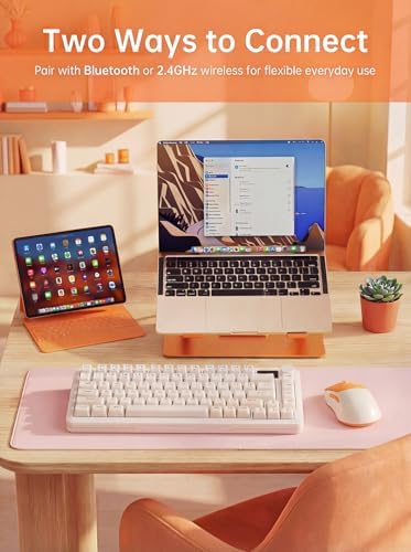 hunart H6 49g Wireless Mouse, Bluetooth & 2.4GHz, Rechargeable, Orange
