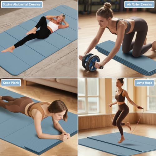 PAIDU Foldable Yoga Mat 10MM Thick 75‘’x40‘“ Quick Fold Easy Storage