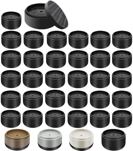 Furniture Risers Bed Risers Heavy Duty 1 inch, 2 inch, 3 inch, 4 inch Round Adjustable Bed Lifts Riser for Desk Legs Table Couch Sofa Chair Refrigerator Washing Machine (1 Inch, Black, 32 Pack)