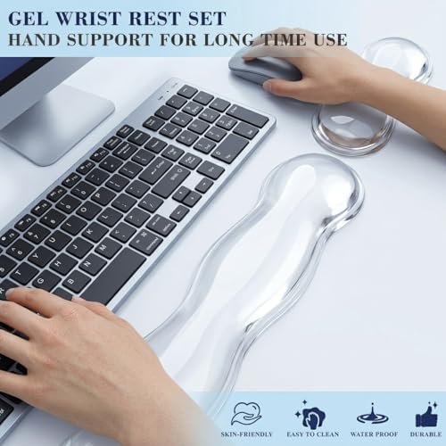 Gel Wrist Rest for Keyboard and Mouse, Wrist Rest for Keyboard, Mouse Wrist Support, Pain Relief, Cool Touch, Non-Skid, Wrist pad Set