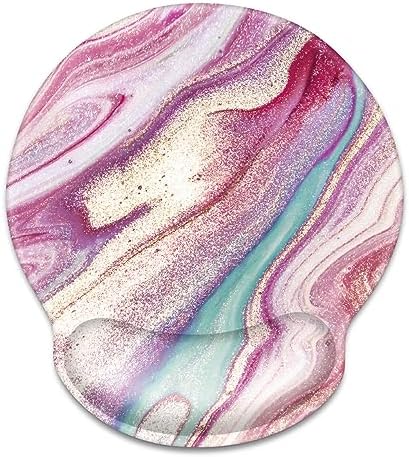 Mouse Pad with Wrist Support, Desk Decor for Office Marble Design Mouse Pad Non-Slip Rubber Base Mousepad for Desk Laptop Gaming Working Computers Laptop Easy Typing & Pain Relief, Purple