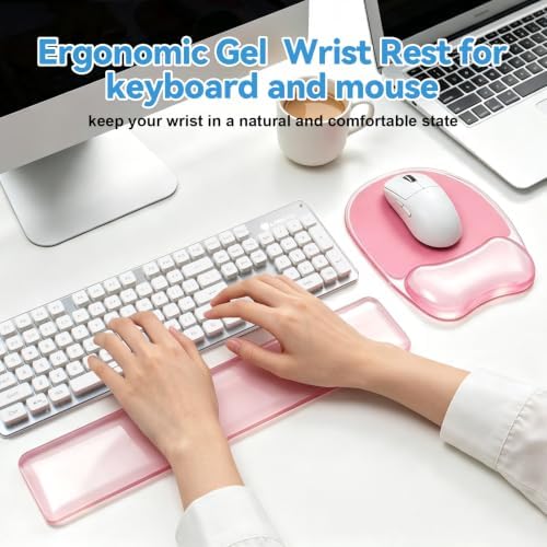 Gel Wrist Rest for Keyboard,Clear Keyboard Wrist Rest and Gel Mouse Pad Set