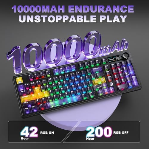 AJAZZ AK980 Pro Dual 8K Wireless Gaming Keyboard(Purple,Lychee Switch)