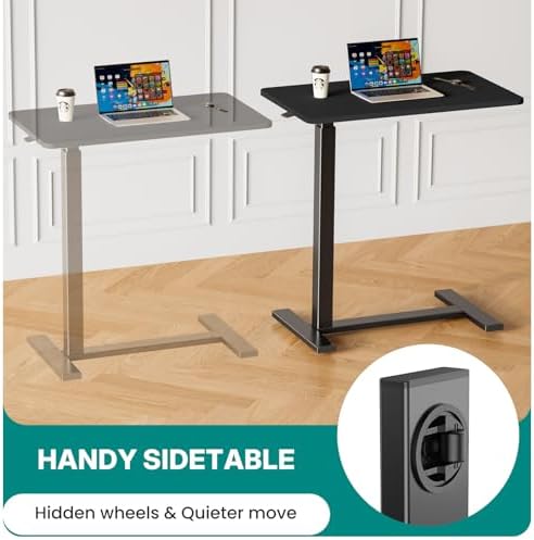 OLIXIS Bedside Table, Mobile Standing Desk, Bed Table for Apartment