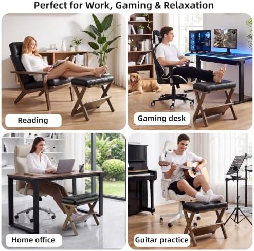 Foot Rest Under Desk at Work, Solid Wood Double Step Footstool
