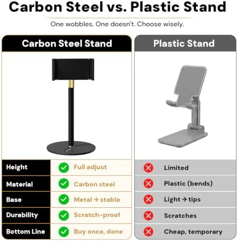 Tablet Stand for Desk, Height Adjustable 9.8-20" iPad Stand Holder with Dual Device Support, Heavy Duty Metal Base 360° Rotation Portable Monitor Stand for iPad Pro Samsung Tab Kindle Phone