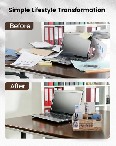 DLQuarts Solid Wood Mail Organizer Countertop & Wall Mounted, Burnt Wood