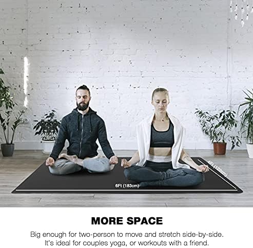 UMINEUX Large Yoga Mat for Men and Women 1/4 & 2/5 Inch Extra Thick TPE Fitness Mat for Home Gym Workout, Non-Slip, Eco Friendly Exercise Mat for Yoga, Pilates, Stretching, Meditation