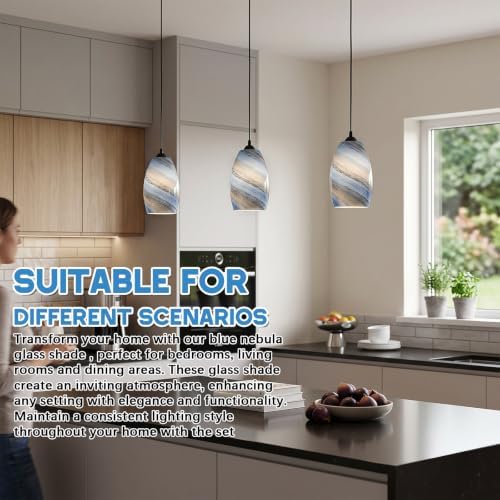Teenyyou 1 Set Oval Glass Lamp Shade Replacement, Glacier Flow