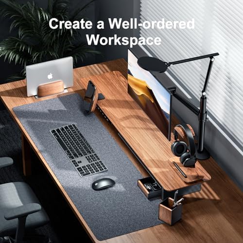 UPERGO Walnut & Aluminum Desk Drawer Organizer, Valet Tray Catchall for Men