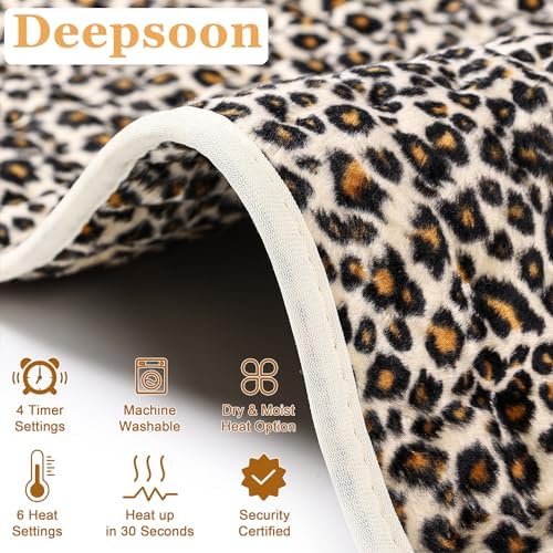 Heating Pad,Heated Blanket,Heating Pad for Back Neck,LeopardPrint,24x20 in