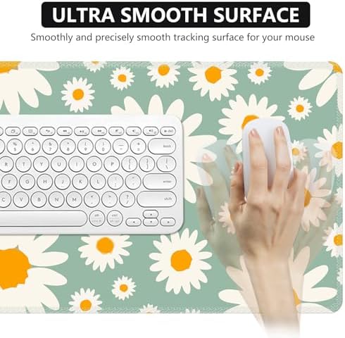 iCasso Desk Mat, Desk Matt for Desktop, Cute Desk Pad Mat, Daisy