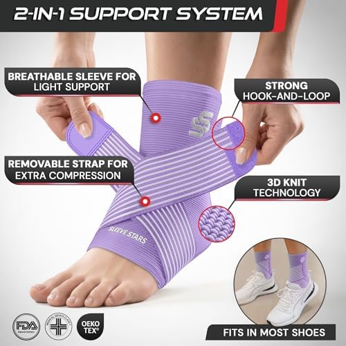 Sleeve Stars Ankle Brace Men & Women Support (Pair/M:10"-12"/Light Purple)