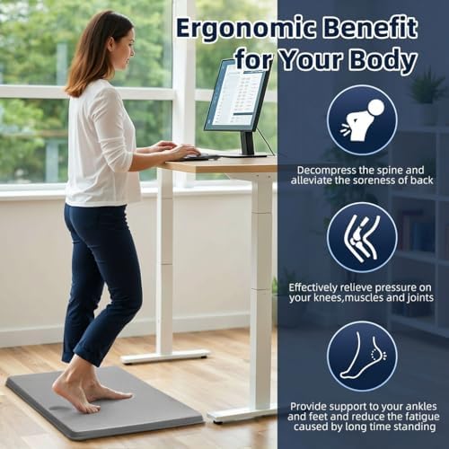 Kitchen Mat Cushioned Anti Fatigue, 0.75" Waterproof,Non Slip Kitchen Rugs, Memory Foam Comfort Mat for Standing at Home,Office,Sink,Laundry(17"x31" Grey)