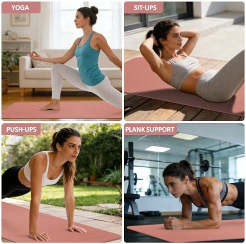 Gruper Yoga Mat Non Slip, Anti-Tear Workout Mat with Carrying Strap and Bag