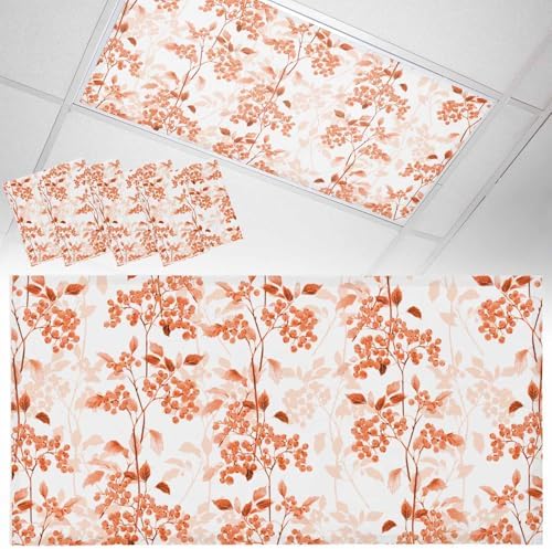 Orange Flower Magnetic Fluorescent Light Covers for Ceiling Lights 2 x 4 Feet,Flower Floral Botanical Spring Summer Office Classroom Kitchen Drop Ceiling Light Covers Lighting Filters Shade 4 Packs