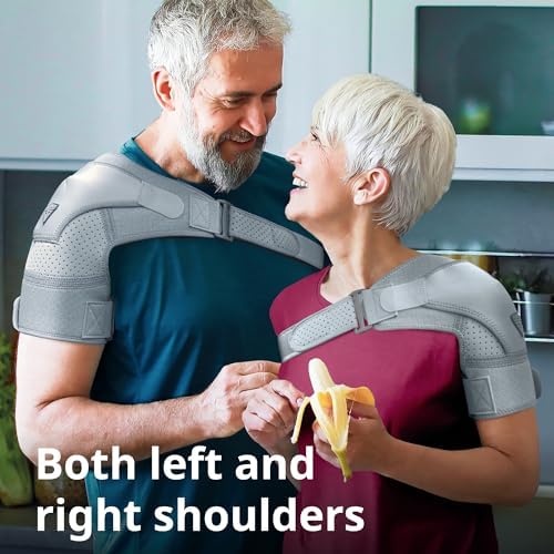 FIGHTECH Rotator Cuff Shoulder Brace for Men and Women - 2 Sizes - Shoulder Support - Pain Relief - Gray - Large - Fits Most Men - Bicep 12-17"