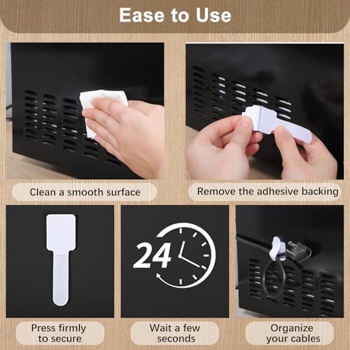 100 Pcs Cable Management Under Desk, Hook and Loop Cable Straps, White