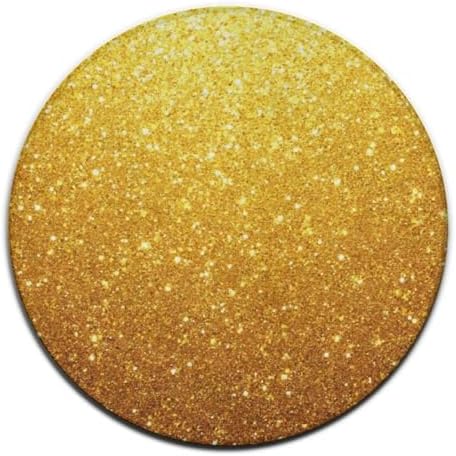 Room Sofa Yoga Soft Round Carpet, Home Decor Non Slip Kitchen Office Circle Rug, Machine Washable Modern Round Area Rug Beautiful Gold Shining Glitter Sparkles Pattern