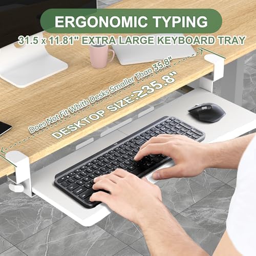 UPGRAVITY Extra Large Keyboard Tray Under Desk White