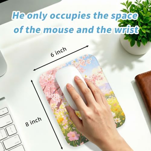 Small Mouse pad, with Edge-Sewn Design, extends Service Life by Twice, occupying the Optimal Size for the Mouse and Wrist Position. (Cherry Blossoms)