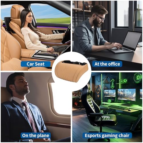 Car Headrest Pillow for Driving Memory Foam Palomino Brown 1 Pack