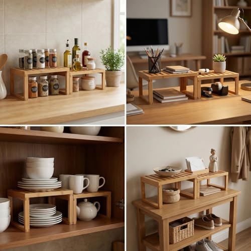 JinDoWin Kitchen Cabinet Organizer Shelf to Eliminate Clutter, Space-Saving Shelf Organizer, Pantry organizers and storage, Compact Spice Rack Organizer for Cabinet (2, W11.8″)