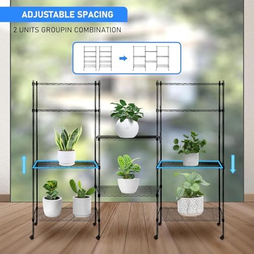 Simple Deluxe 5-Tier Storage Shelves, 21" W x 12" D x 54" H Adjustable Heavy Duty Wire Metal Shelving Unit, Black