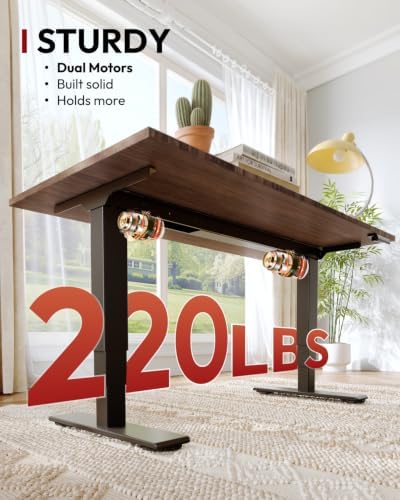 SANODESK Solid Bamboo Dual Motor Standing Desk, 220 lbs, 48×24