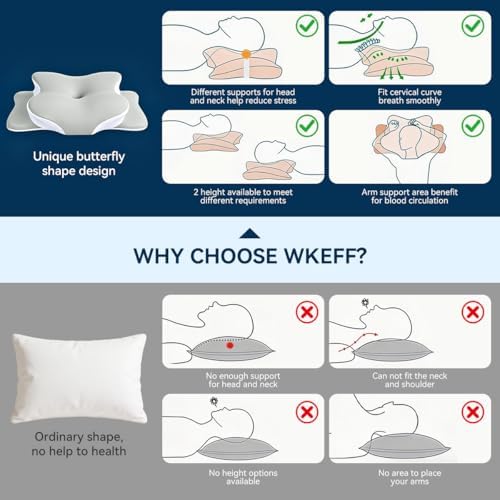 Pillow for Neck Pain Relief, Cooling Memory Foam Cervical Contour Support
