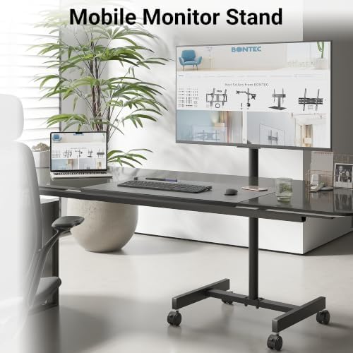 BONTEC Rolling TV Stand with Tilt,Mobile TV Stand Wheels for 13-49 Inch TVs