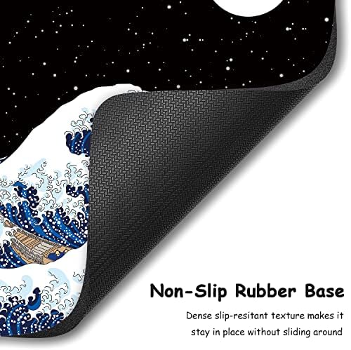 Dapesuom Small Mouse Pad, 6 x 8 Inch Thick Rubber Premium-Textured Non-Slip Portable & Washable Mini Mouse Mat for Women Men Wireless Laptops Keyboard Tray Gaming Computer Office Travel, Waves & Moon