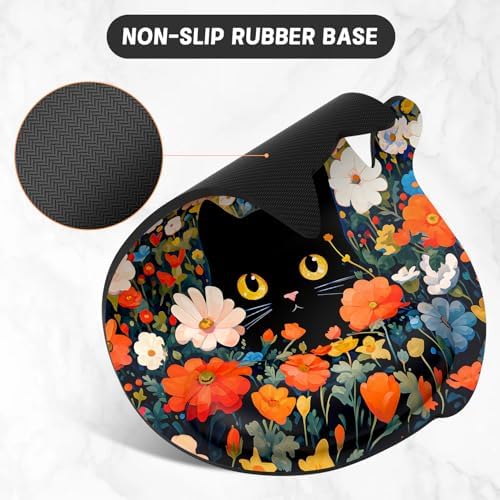 Ergonomic Mouse Pad with Wrist Rest, Cute Cat Memory Foam Padded Pain Relief Non-Slip Wrist Support Mouse Mat for Gaming Work Computer Laptop, Funny Office Supplies Desk Accessory, Cat in Bush