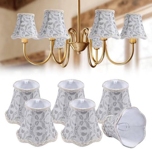 Fuloon Small Clip on Chandelier Lamp Shades, 6 Pack, Branch Bird