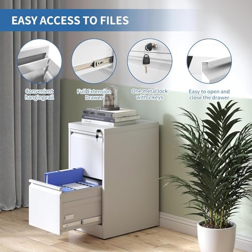 2 Drawer File Cabinet with Lock,Metal File Cabinet for Home Office