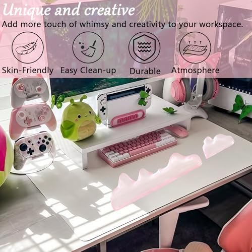 Gel Mountain Wrist Rest for Keyboard and Mouse Abstract Clear Pink Keyboard Wrist Rest Transparent Ergonomic Cute Minimalist Mouse Wrist Pad Cool Silicone Non-Slip Support for Computer Office Decor