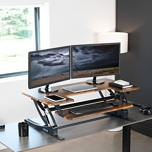 VIVO Rustic Vintage Brown 42 in Standing Desk Converter, DESK-V000VLN