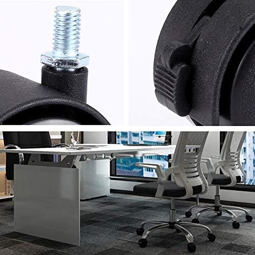 8 Pack Plastic Castor Replacement Wheel for Furniture, 1.5 Inch Diameter Black Small Threaded Caster Cabinet Wheel Office Furniture Desk Floor Swivel Plate Screw In Caster, 5/16" Threaded with Brake