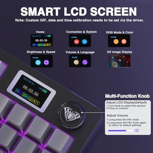 AULA S98 Pro Wireless Mechanical Gaming Keyboard with Screen, Knob, 96 Keys
