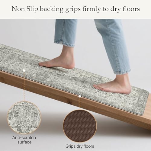 GENIMO Anti Fatigue Kitchen Mats for Floor 17"X59", Runner Rug,GrayTaupe