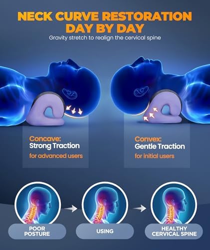Graphene Magnetic Neck Stretcher for Deeper Pain Relief, Instant Heating Pad Cervical Traction Device Pillow, Neck Cloud for TMJ Tension Muscle Migraine, Christmas Gifts for Women, Mom, Men(Purple)