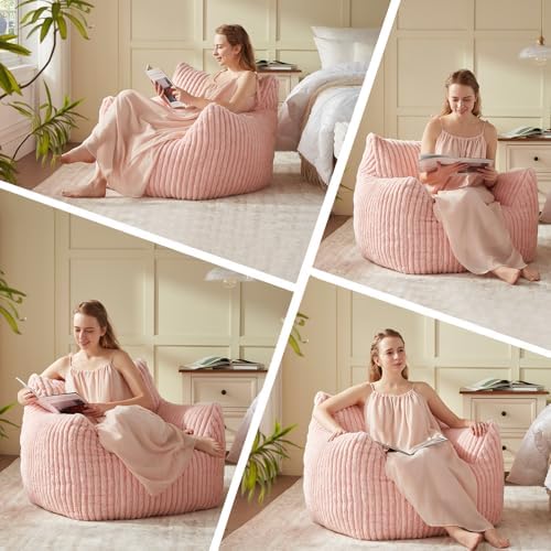 Achicsofar Bean Bag Chair for Adults Teens, Comfy Faux Fur Beanbag Armchair