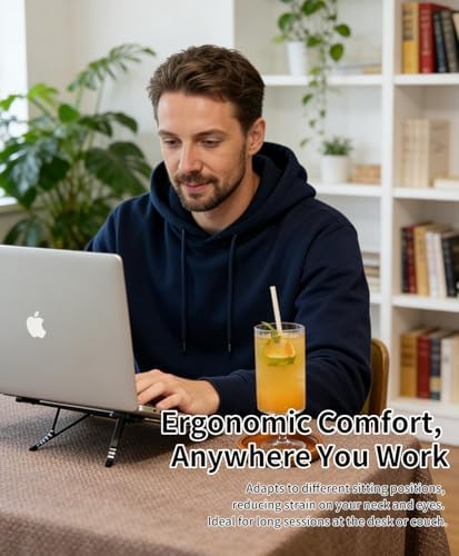 miley Laptop Stand for Desk, 8-Level Adjustable, Magnetic Phone Mount Gray