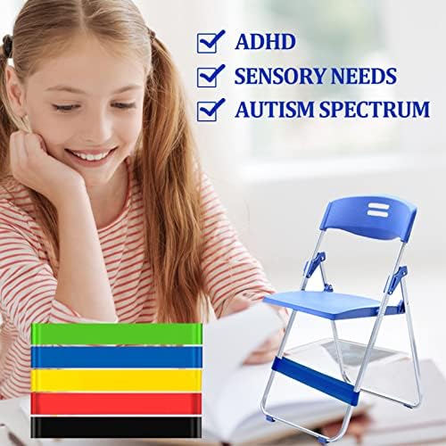 10 PCS Chair Bands for Kids, Flexible Seating Classroom Furniture Rubber Bands for Kids with Fidgety Feet, Foot Bands for School Classroom Chairs and Desk, Autism, Hyperactivity (black)