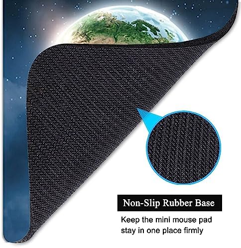 Small Mouse Pad, Mini Mouse Pad 6 X 8 Inch with Non-Slip Rubber Base for Keyboard Tray Laptops Wireless Mouse Home Office Travel, Washable & Portable (Earth)