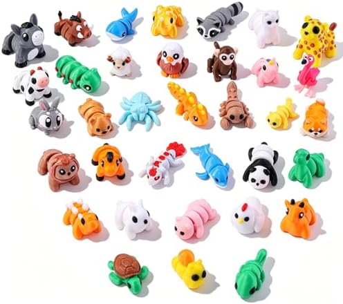 JOICEE 36Pcs Mini 3D Printed Animals Articulated Flexible Fidget Toys
