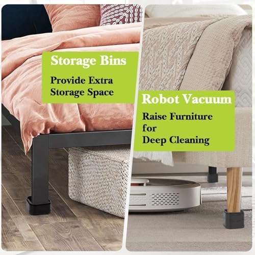 6 Pack Furniture Risers 3 Inch, Adjustable Bed Risers Heavy Duty for Table Desk Couch Chair Sofa Cabinet Bed Legs Dorm, Square Stackable Bed Raisers Blocks Lift Height 1", 2",3"or 4", Black
