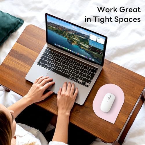 Contoured Oval Mouse Pad 6x8in Non-Slip for Laptop,Pink